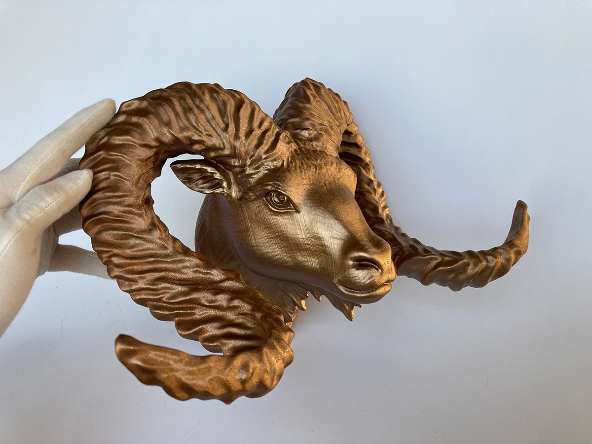 Bighorn Ram Head 3D Printed Wall Sculpture